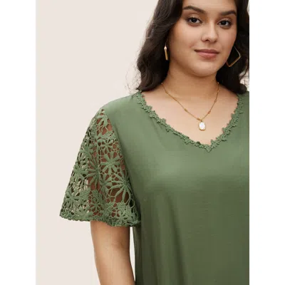 Bloomchic Plain V Neck Floral Patchwork Blouse In Multi