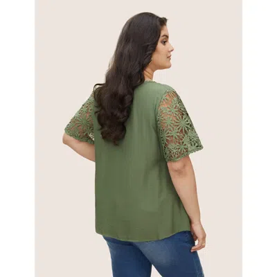 Bloomchic Plain V Neck Floral Patchwork Blouse In Multi
