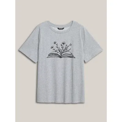 Bloomchic Dear Diary Pattern Crewneck T-shirt In Gray