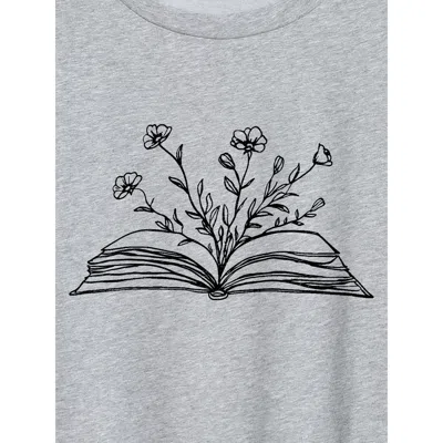 Bloomchic Dear Diary Pattern Crewneck T-shirt In Gray