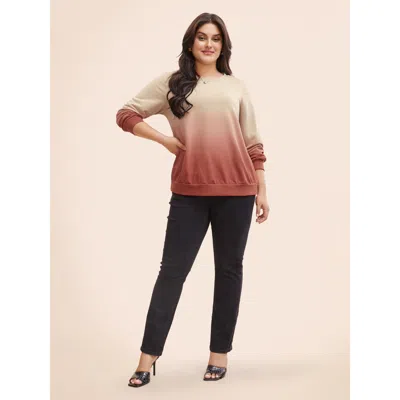 Bloomchic Gradient Dyeing Round Neck Sweatshirt In Multi