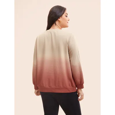Bloomchic Gradient Dyeing Round Neck Sweatshirt In Multi
