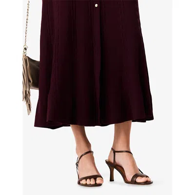 Maje Leather Crossover-strap Sandals In Brown