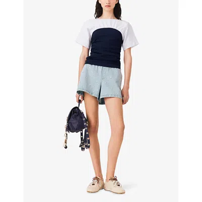 Maje Pleated Jersey Top In Multi