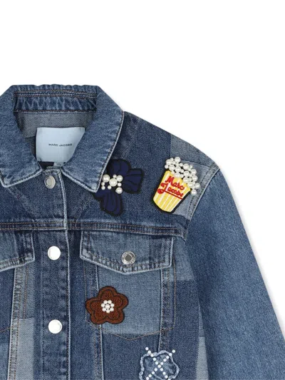 Marc Jacobs Patchwork Faux-pearl-embellished Denim Jacket In Multi