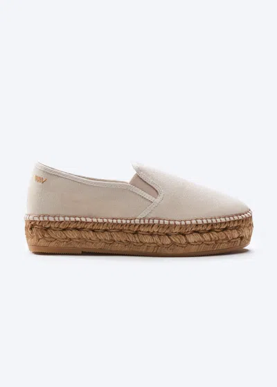 Viscata Castell Canvas Espadrille Platforms In Beige