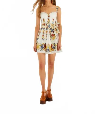 Farm Rio Palm Tree Beach Printed Linen-blend Mini Dress In Multi
