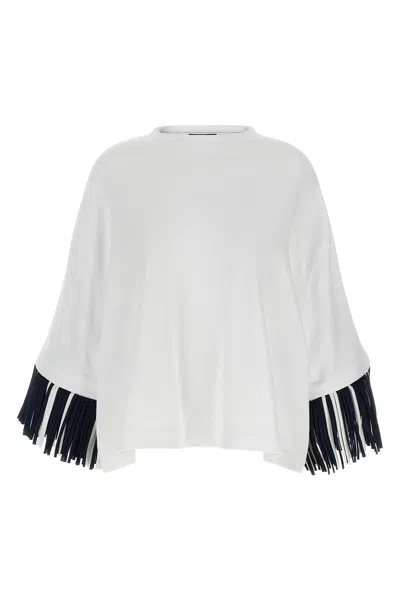 Jacquemus Blue Solid Crew Neck T-shirt In White
