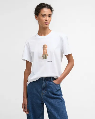 Barbour Bedale Cotton T Shirt With Print In White