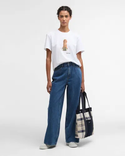 Barbour Bedale Cotton T Shirt With Print In White