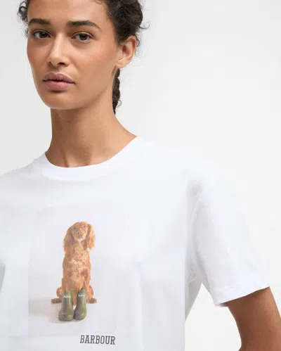 Barbour Bedale Cotton T Shirt With Print In White