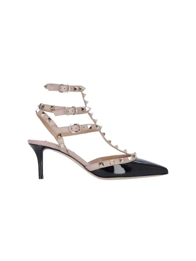 Valentino Rockstud Caged 65 Leather Ankle Strap Pump In Blue