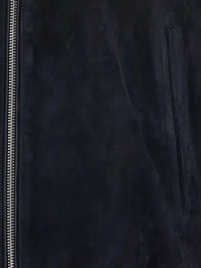 Hugo Boss Dark Blue Solid Mock Collar Jacket In Multi