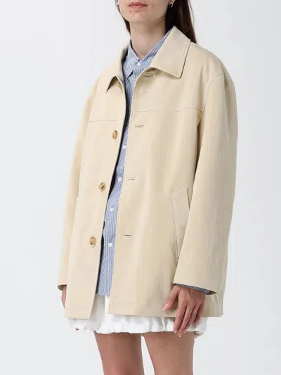 Dunst Vegan Leather Jacket Collared Front Pockets In Neutral