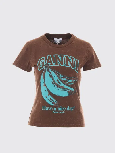 Ganni Future Jersey Baby Fit Banana In Brown