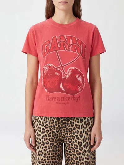 Ganni Red Baby Fit Future Cherry T-shirt In Red