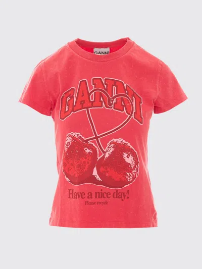 Ganni Red Baby Fit Future Cherry T-shirt In Red