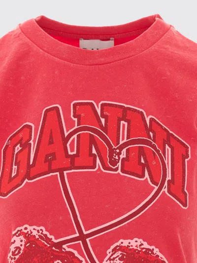 Ganni Red Baby Fit Future Cherry T-shirt In Red