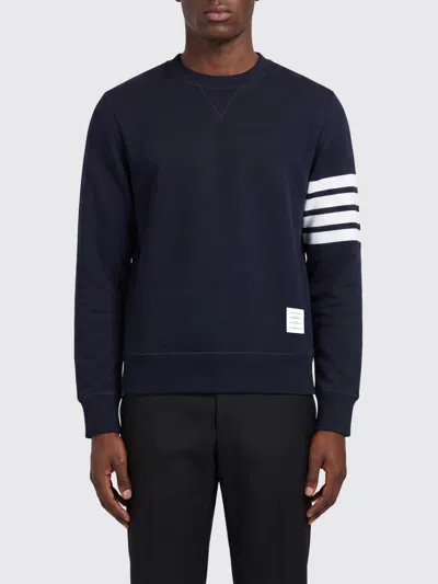 Thom Browne Classic Sweatshirt In Classic Loopback With Engineered 4 B In Blue