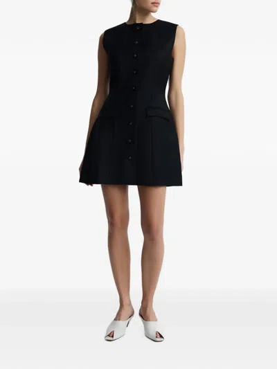 Anna Quan Sofia Button-front Mini Dress In Black