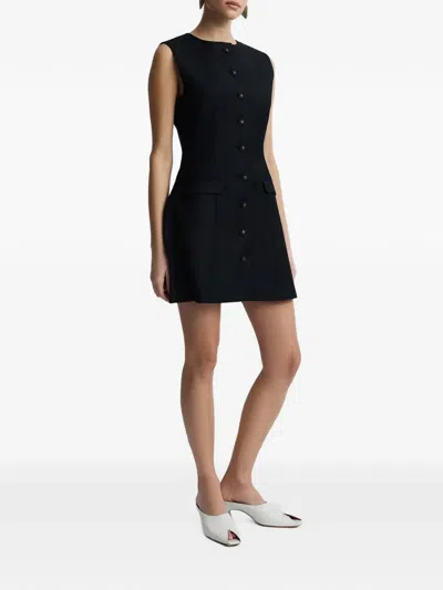 Anna Quan Sofia Button-front Mini Dress In Black