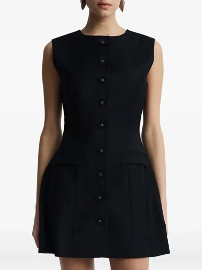 Anna Quan Sofia Button-front Mini Dress In Black