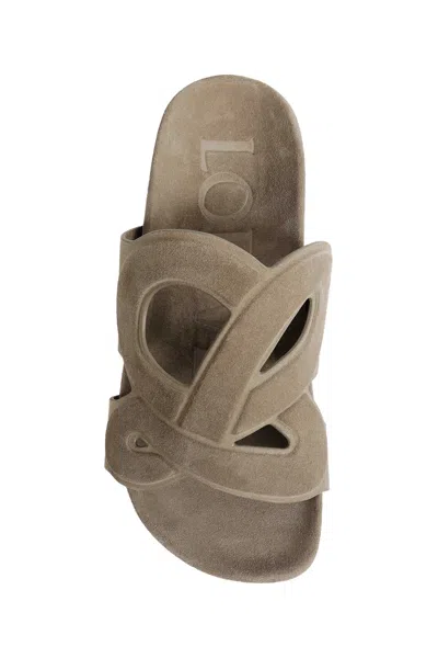 Loewe Ease Monogram Slides In Gray