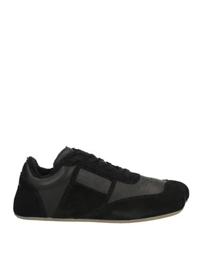 Mm6 Maison Margiela Mm6 By Maison Margiela Contemporary Black Leather And Suede Sneakers With Square Toe
