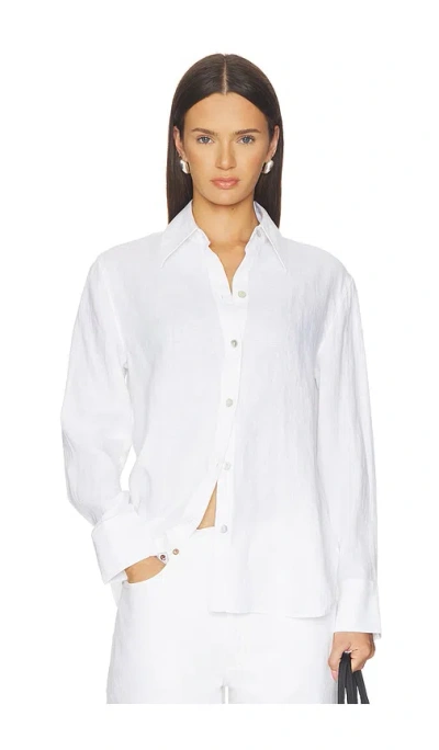 Vince Relaxed Long Sleeve Button Down In White
