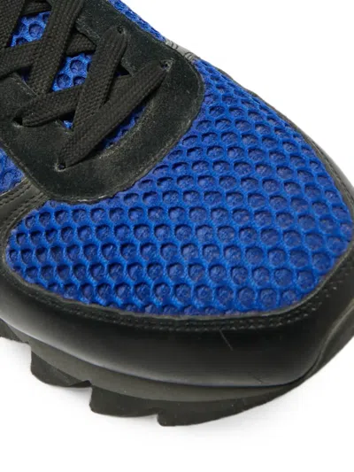 Pre-owned Dolce & Gabbana Lizard-embossed Mesh Sneakers In Blue