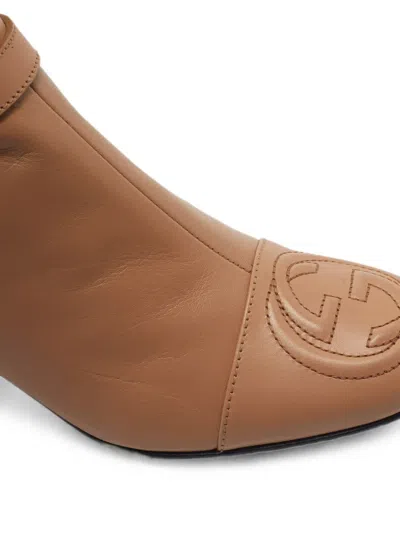 Pre-owned Gucci Interlocking G Chain-link Boots In Brown