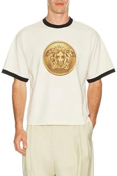 Versace Printed Cotton-jersey Regular T-shirt In White