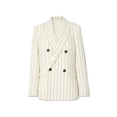 Brunello Cucinelli Double-breasted Wool Blazer In White