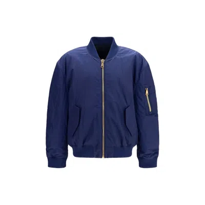 Balmain Logo-embroidered Recycled Polyamide Bomber Jacket In Blue