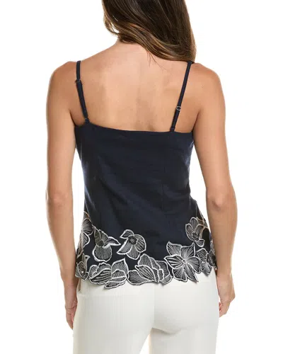 Toccin Eve Square Neck Button Front Cutaway Top In Blue