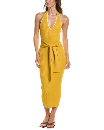 Toccin Allegra V-neck Tie-front Halter Midi Dress In Orange