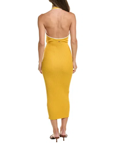 Toccin Allegra V-neck Tie-front Halter Midi Dress In Orange