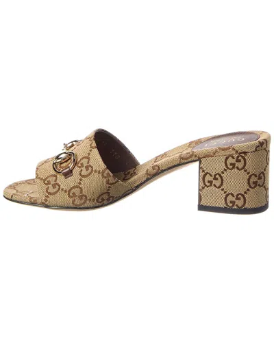 Gucci 55mm Siaga Gg Monogram Canvas Block-heel Sandals In Brown