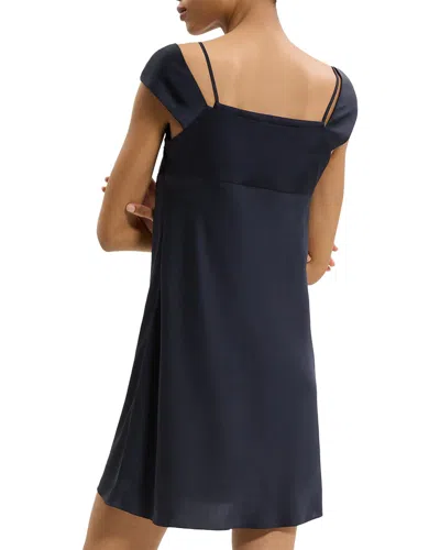 Theory Camisole Mini Dress In Crushed Satin In Blue