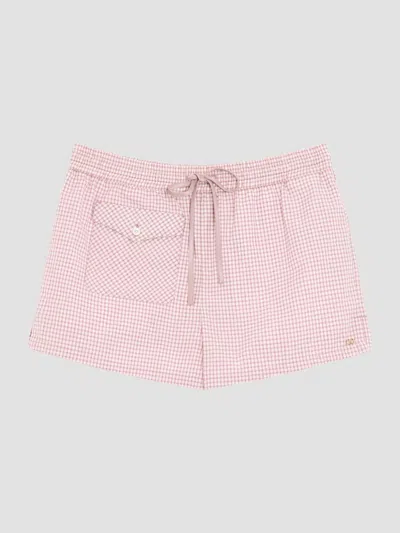 Valentino Check Pattern Shorts In Pink