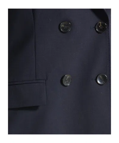 Seventy Double-breasted Jacket In Stretch Cool Wool In Blue