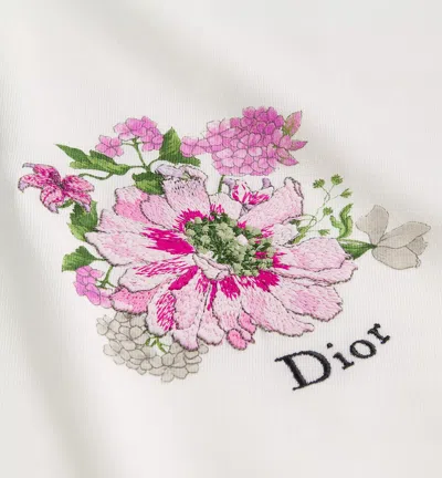Dior Embroidered Fitted T-shirt In White