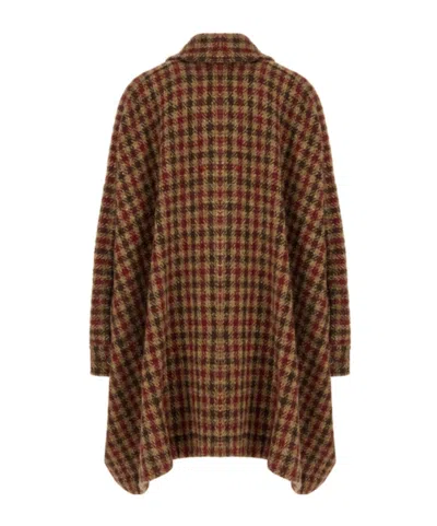 Uma Wang Checked-pattern Coat In Brown