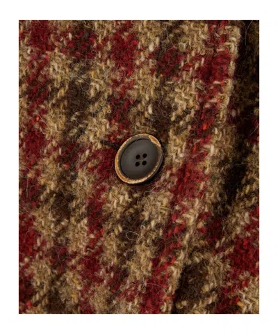 Uma Wang Checked-pattern Coat In Brown