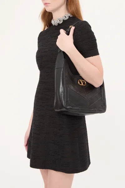 Valentino Solid Color Shoulder Bag In Black