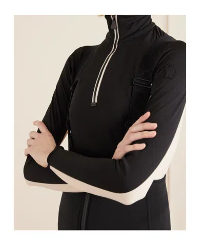 Mackage Gia Bonded Fleece-backed Techno Jersey Salopettes In Black