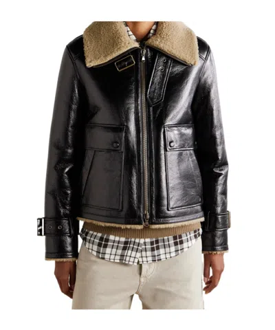 Veronica Beard Danika Genuine Shearling Jacket In Black