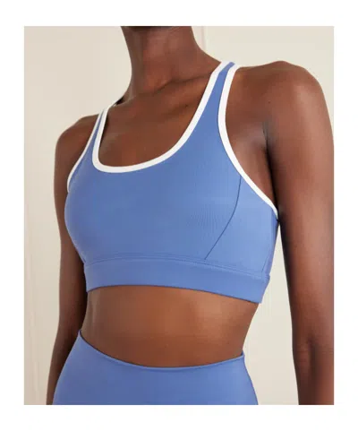 Varley Womens Bijou Blue Freesoft Selma Scoop-neck Sports Bra In Brown