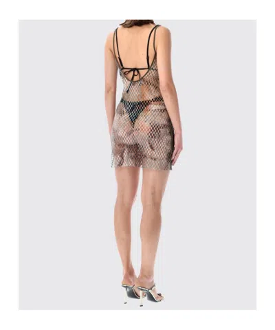 Diesel Mini Mesh Beach Dress With Open Back In Multi