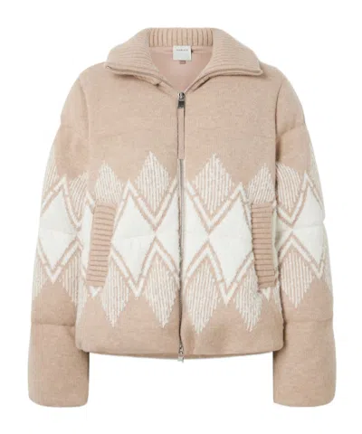 Varley Belinda Padded Fair Isle Knitted Jacket In Neutral